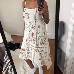 ZARA Embroidered White Floral Dress